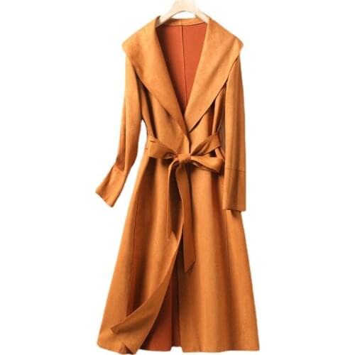 Designer High Quality Trench Coat Belt Front Women Spring Autumn Fashion Solid Slim Long Trench Coats Windbreaker Outerwear