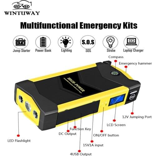 WINTUWAY Multifunctional Car Jump Starter 1000A Peak Power Bank Car Charger Car Booster Booster Power Bank Starting B-JX19-2