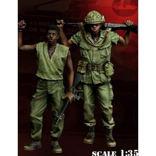 1/35 scale Vietnam War US Blacks Slogans 2 People miniatures Resin Model Kit Model Free Shipping