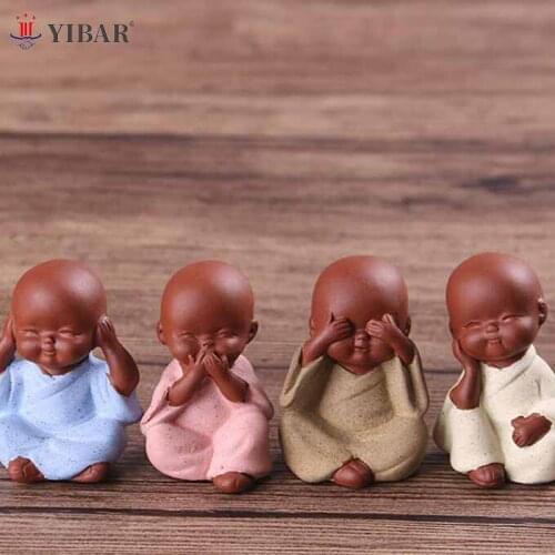 1 PCS Car Ornaments Cute Monk Small Resin Statue Sage Kung Fu Buddha Creative Craft Tradition Ornament For Car Display