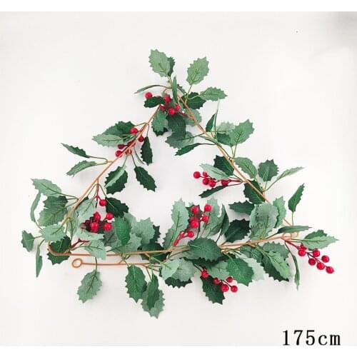 1PC Artificial Plants Fake Red Flower Green Leaves Vines Artificial Vine Christmas Home Decoration Accessories Green Wall Plant