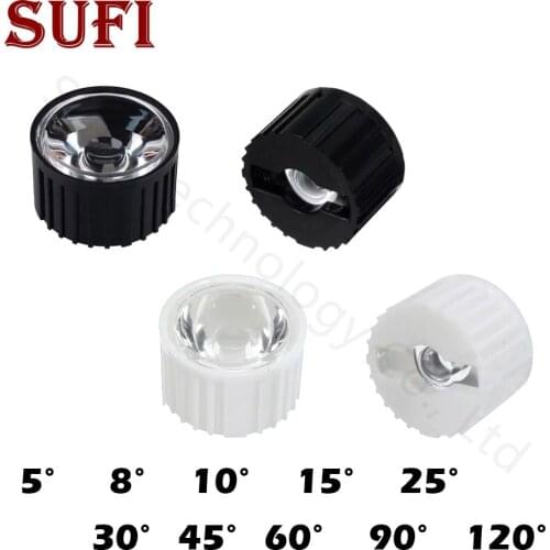 10Set 20mm 5/8/10/15/25/30/45/60/90/120 Degree LED Lens Reflector Collimator With Bracket For 1W 3W 5W High Power LED Lamp Light