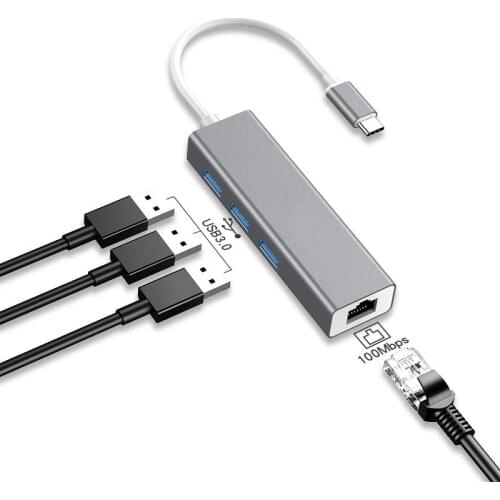 100M type-c network card expansion dock usb3.0 hub hub type c to rj45 wired network card HW-TC15