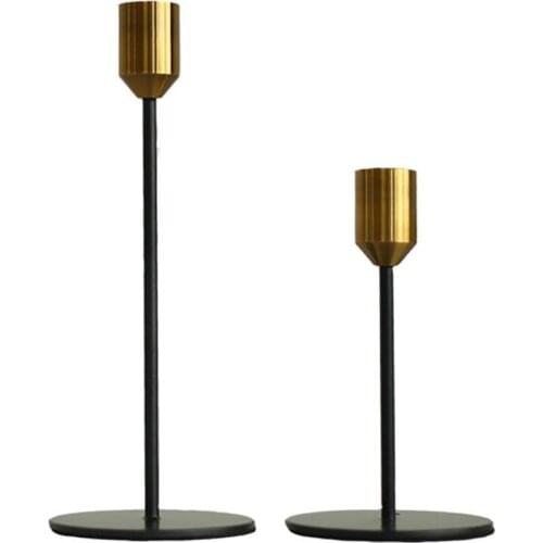 Wedding Decoration Candle Stick Golden Holders Simple Tabletops Durable 2Pcs Retro Wrought Iron Metal Candlestick