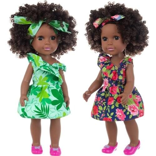 35CM African Doll Christmas Best Gift For Baby Girls Black Toy Mini Cute Explosive hairstyle Doll Children Girls