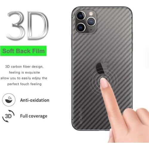 5PCS Back Film For iPhone 12 11 Pro MAX 3D Carbon Fiber Screen Protector For iPhone XS MAX XR 6 7 8 PLUS Back Sticker Soft Film
