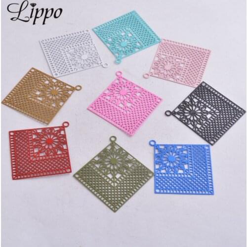 50pcs AB3333 39*41mm Square Shape Charms Rhombus Articles Pendants Diy earrings Jewelry