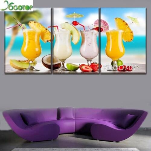 5d Diamond Embroidery Summer Juice triptych full diamond painting cross stitch kitchen decoration mosaic rhinestones art ML1392