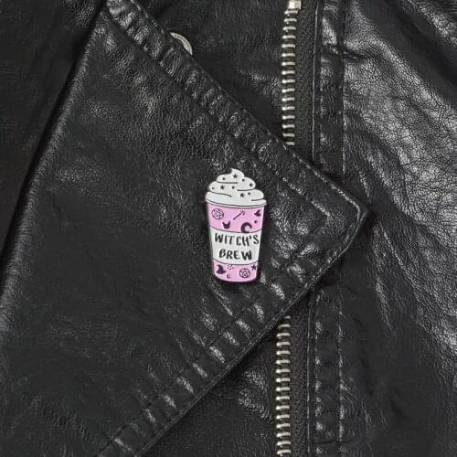 Pink Cream Coffee Pin Brooches Backpack Bags Hats Leather jeckets Decoration Accessories Cute Kawaii Jewelry Coffee jewelry