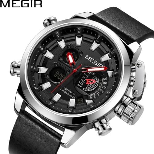 MEGIR Dual Display Sport Watch for Men Digital Analog Quartz Watch Clock Man Military Watches Relogio Masculino Reloj Hombre