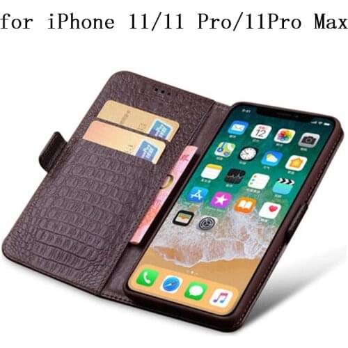 Business Flip Wallet Phone Skin Bag for iPhone 11/11Pro Case Genuine Leather Protective Shield Cover for iPhone 11Pro Max Coque