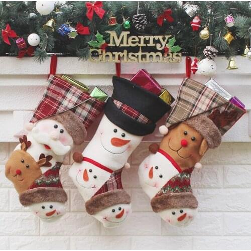 Childrens Christmas gift bag Santa Claus socks decorated Christmas pendant gift bag christmas stocking