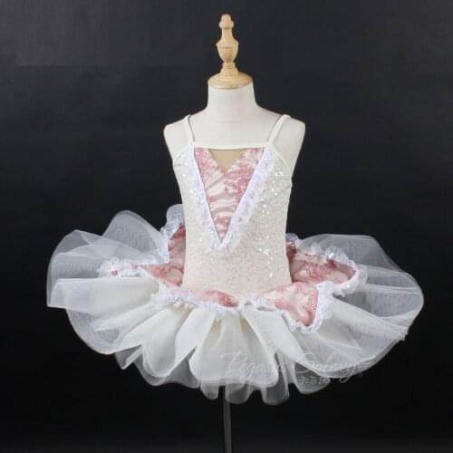 H2708 Children Ballet Dance Dress Girl Princess Tutu Dresses Stage Performance Show Swan Lake Pompon Costume Competition Wear