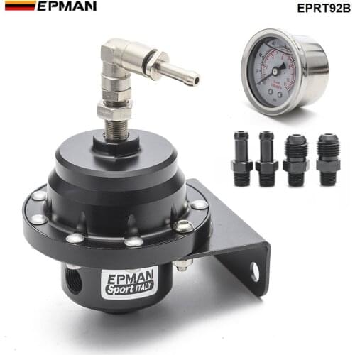 Epman Racing Universal Adjustable Fuel Pressure Regulator Oil Gauge AN6 1/8NPT Fitting EPRT92B