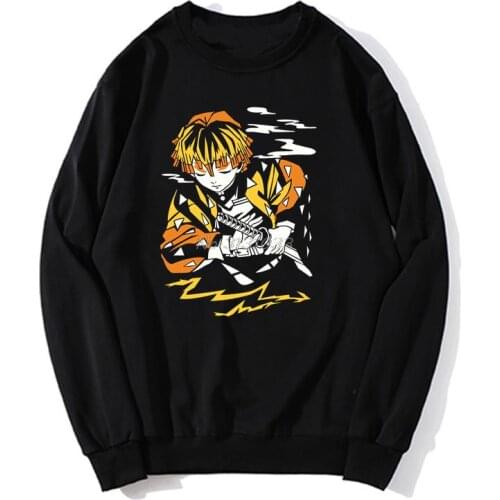 Zenitsu Agatsuma Kimetsu No Yaiba Print hoodie Demon Slayer Kimetsu No Yaiba Men Fleece Sweatshirt Unisex Hoodies Sweater