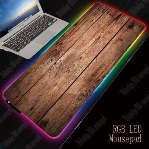 Mairuige Wood Texture Gaming Mouse Pad RGB Large Mouse Pad Gamer Big Mouse Mat Computer Mousepad Led Backlight Keyboard Desk Mat