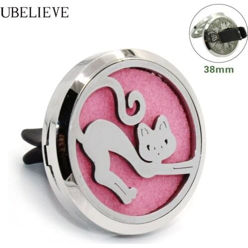 Hot Cat Design Aromatherapy Car Diffuser Locket For Vent Clip 38mm Magnet Essential Oil Car Vent Clip With 6pcs Refill Pads