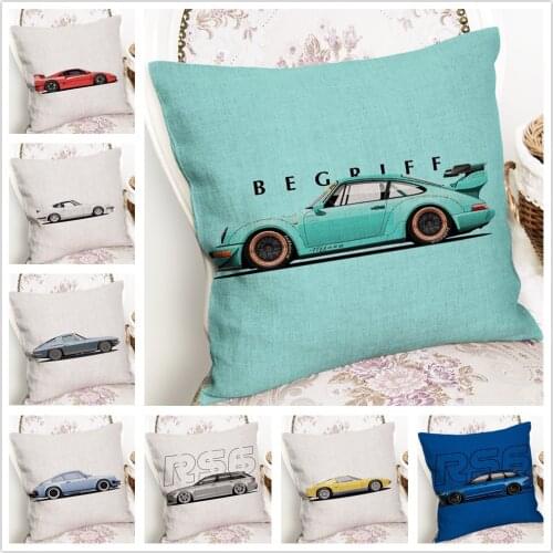 Super Car Side Cartoon Pattern Linen Cushion Cover Pillowcase Home Sofa Car Decoration Pillowcase 45X45 Cm