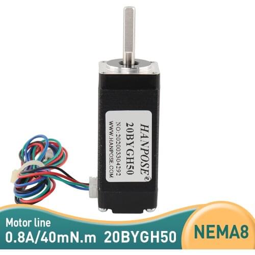 For 3D Printer Monitor Equipment mini Nema8 Stepper motor 20BYGH50 motor 50mm 0.8A 40mN.m High Torque 20 Series Motor
