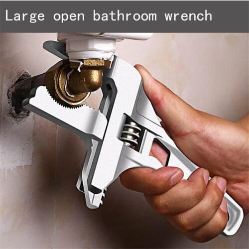 Multi-function Adjustable Wrench Aluminium Alloy Large Open Wrench Universal Spanner Repair Tool for Water Pipe Screw Bathroom