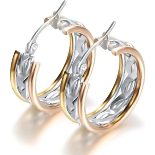 Stainless Steel Fashion Rope Chain Hoop Earrings Jewelry Gold Trend Earrings Gift For Him
