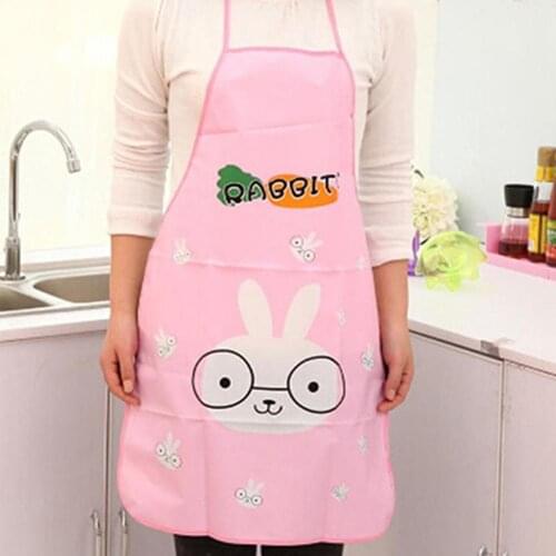 Women Fashion Waterproof Cartoon Kitchen Oil Resistant Cooking Bib Charm Apron