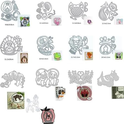 Creative Animals 13 Pieces Combination Sets Hippo Rabbit Lion Panda Cat Metal Cutting Dies For New DIY Scrapbooking Album Cards