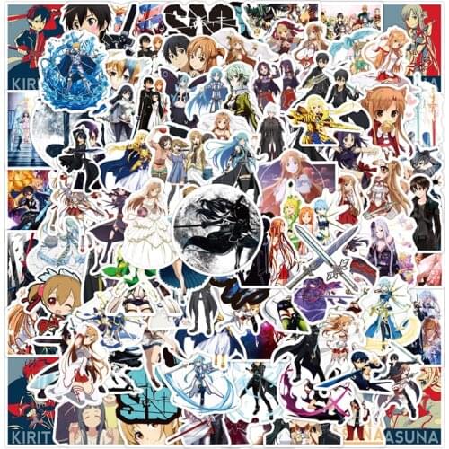 10/50/100pcs Sword Art Online Stickers Decal for DIY Laptop Suitcase Car Trunk Skateboard Guitar Motorcycle Anime Sticker