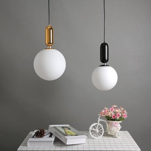 Nordic Modern Glass Ball Pendant Lights Gold/white/black Hanging Lamps Led Lamp for Living Room Bedroom Restaurant Light Fixture