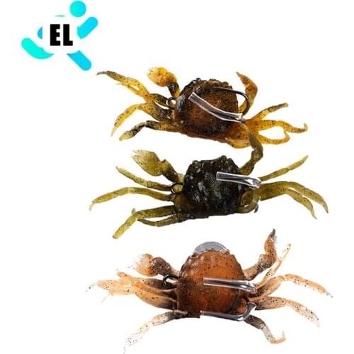 2021 New Silicone Road Bait 3D Simulation Crab Bait With Hook Sea Fishing Bait Tackle High Quality