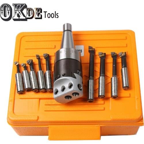 NT40/ISO40 taper, F1-18 75mm boring head with NT40/ISO40 shank and 12pcs 18mm boring bars, boring head set