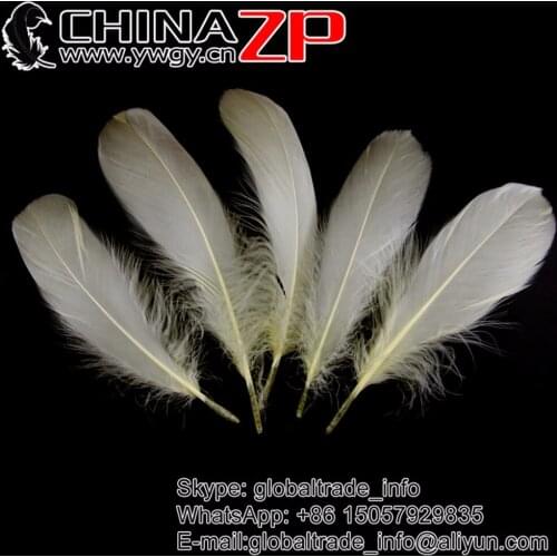 CHINAZP Bulk Wholesale 200 pcs/lot Featured Quality Natural Beige Soft Goose Nageoires Feathers for Costume Projects