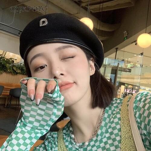 2021 Hat Autumn Winter New Women Wool Berets Fashion Letters Japan South Korea England Travel Keep Warm Painter Cap QDKPOTC
