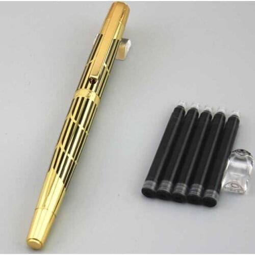DKW brand fountain pens metal stainless steel pen school office Stationery writing materials business gift with 5pcs ink sac 023