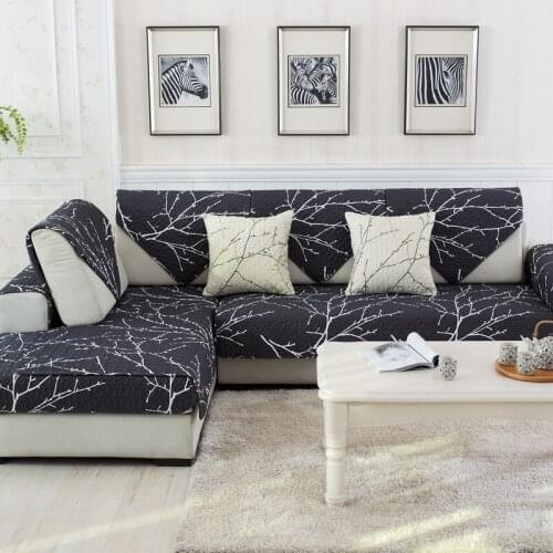 Simple Black White Cotton American Sofa Cover Cotton Slip-Resistant Sofa Towel Chair Covers Mats Living/Drawing Room L-Shaped
