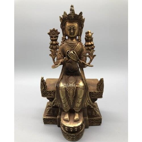 Collect China Fine Workmanship Brass Sculpture Bodhisattva Buddha Metal Crafts Home Decoration