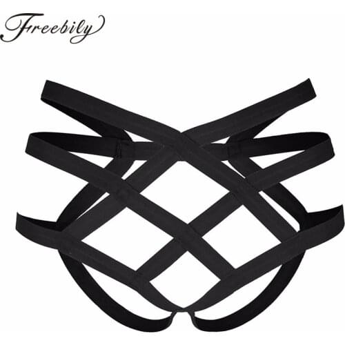 Sexy bandage g string thongs women panties Sexy Lingerie Bandeau Strappy Criss Cross Open Butt G-string Briefs Underwear Panties