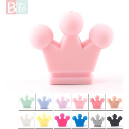 Bite Bites Candy Crown Baby Teether Silicone Beads 5PC For Pacifier Clips DIY Girls Cute Teething Toys Gifts Baby Teether