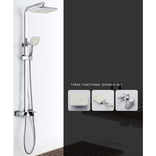 Modern Square 8" Rain Shower Head Top Over-head Shower Sprayer Dual Function Shower ABS Electroplate High Power Shower Head Set