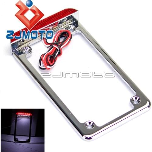 Vertical Mount LED Taillight Lamp Fit 7-3/16" x 4-1/4" Motorcycle License Plate Light For Harley Honda Cafe Racer Bobber Chopper