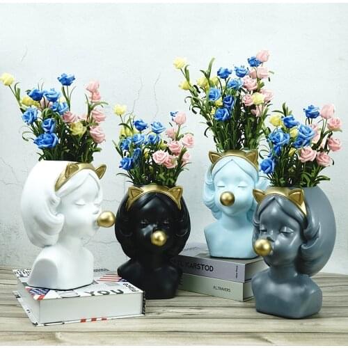 Decoration fresh flower arrangement hydroponic flower blowing bubble girl flower pot decoration small vase creative decoration