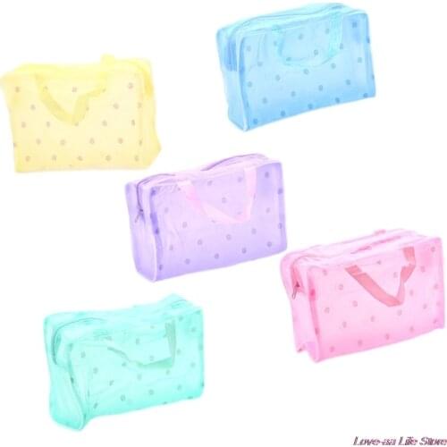 1PC Waterproof Transparent Cosmetic Bag Women Floral PVC Travel Toiletry Bathing Storage Bag Make Up Organizer Bag 5 Colors