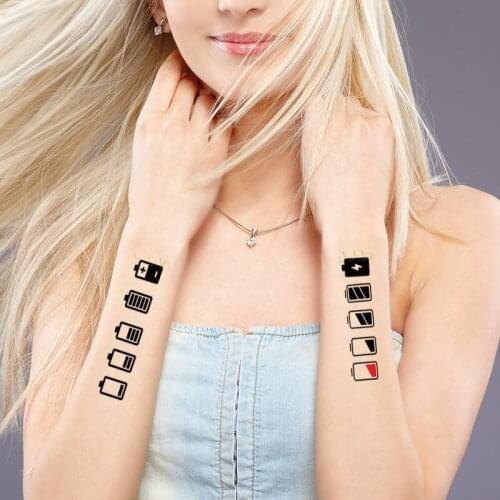 Waterproof Temporary Tattoo Sticker battery power supply mark Fake Tatto Flash Tatoo Body Art tattoos for Girl Women Men kid