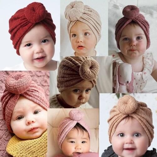 Baby Girls Kintted Hat Newborn Headwrap Infant Bowknot Turban Cotton Soft Beanies for Child Kids Head Accessories Bebes Cap