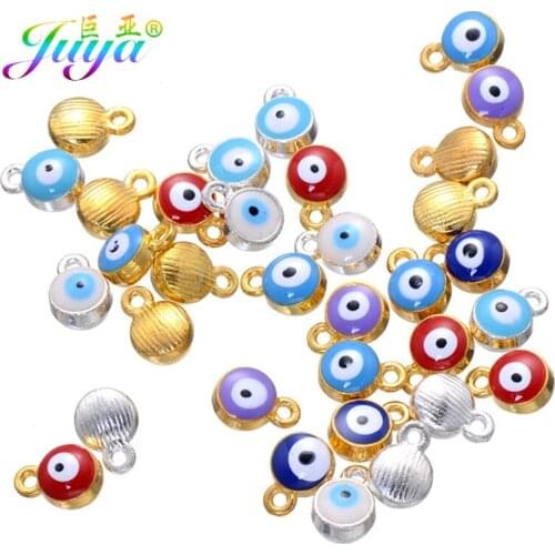 Wholesale Evil Eye Jewelry Findings Gold/Silver Color Enamel Blue Evil Eye Beads Charm Accessories For Jewelry DIY Making