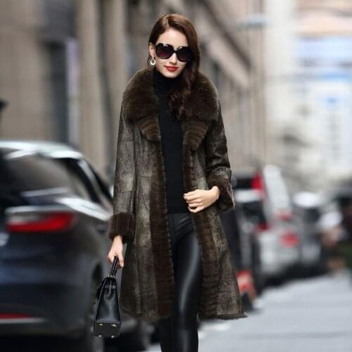 2020 Natural Coat Clothes Rex Rabbit Fox Collar Parka Real Fur Leather Jacket Women TOTGG8102 YY2265