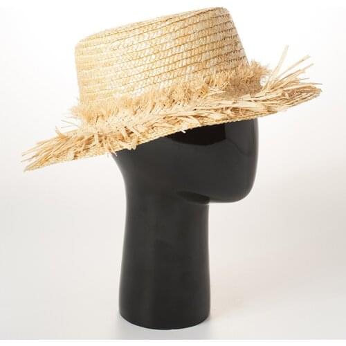 01908-HH7201 handmade straw Fashion tassels weaving leisure fedoras cap men women paper hat