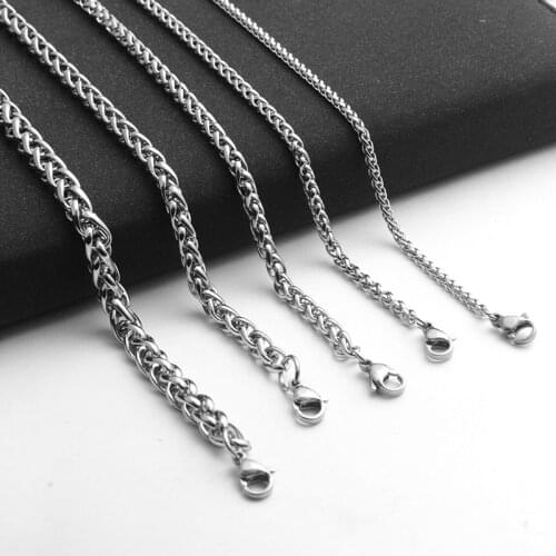 3/4/5/6mm Fashion Keel Chain Male Stainless Steel Necklace Round Circle 20'' 27'' Basic Chain for Diy Jewelry Making Findings