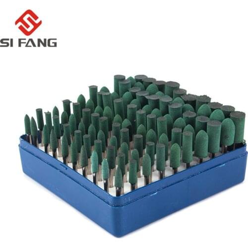 100PCS 5 Assorted 3MM Shank Mounted Point Sesame Grinding Head Rubber Elastomer Sponge Wheel Bullet Rust Metal Polish 4-10mm