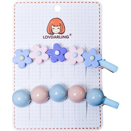 2pcs/set Romantic Sweet Girls Hair Clip Set Creative Beaded Flower Decor Hair Barrette Alligator Hair Clip Hair Accessories